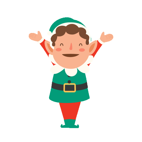Cheerful Christmas elf waving hello